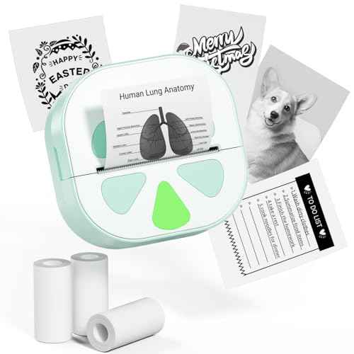 Sticker Printer - Mini Printer Bluetooth Portable Inkless Printer, Sticker Maker Machine with 3 Rolls Paper, Print Pods Thermal Printer for Study Notes, Photos, DIY, List, Work Plan, Gift