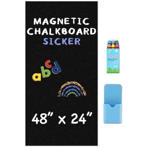 Magnetic Chalkboard Wallpaper Peel and Stick 48" x 24", Self-Adhesive Chalkboard Contact Paper with Starter Kit - Ideal for Playroom Home Classroom