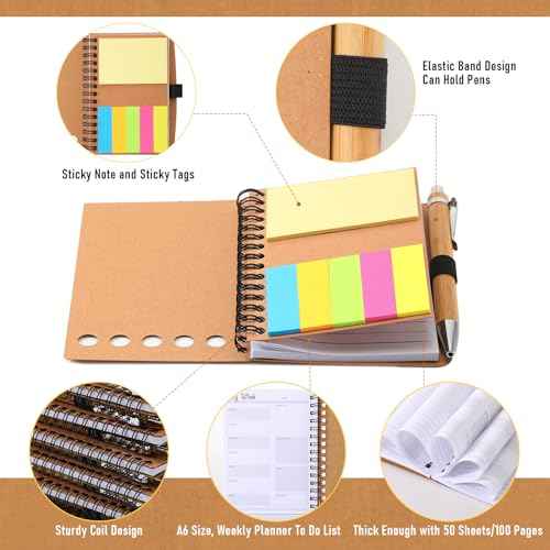 20 Sets Inspirational Notebook Bulk Christmas Employee Appreciation Gifts Spiral Weekly Planner Notebook with Sticky Note bamboo Pens for Holiday Coworker Nurse Staff (May You Be Proud)