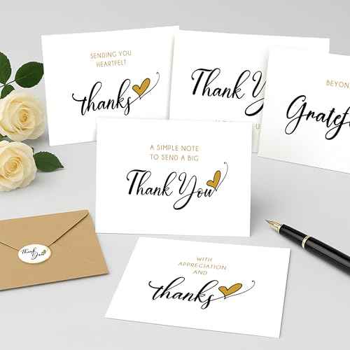 30 Pack Thank You Cards with Envelopes and Stickers ? 4 x 6 in Simple Thank You Notes, Blank Inside, Minimalist Bulk Box Set for Weddings, Baby Showers, Small Businesses, Birthdays