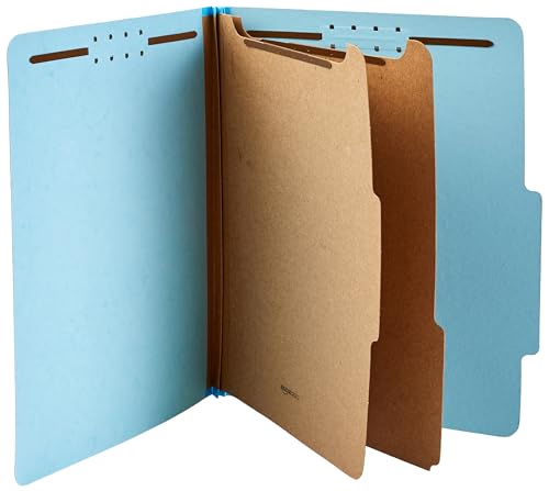 Amazon Basics Letter Size Classification Folder with 2 Dividers Light Blue 12.17x10.39 In - 10 Pack