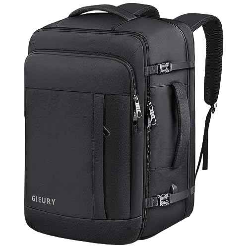 Carry On Backpack, 50L Travel Backpack, Luggage Backpack TSA Flight Approved Laptop Backpack for Men & Women, Large Expandable 40L Daypack Lightweight Business Weekender Bag, Black