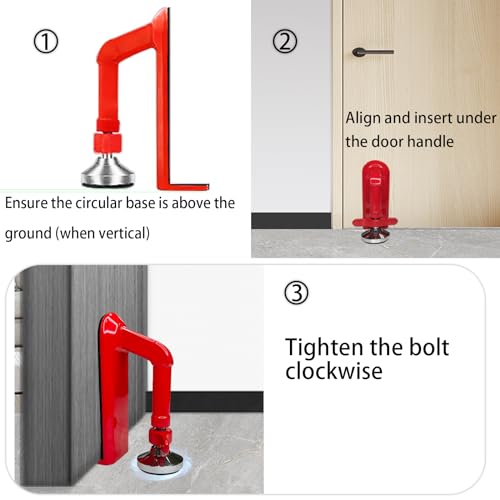 MIMIRACLE Red Portable Door Lock – Travel Security Door Stop for Inward-Opening Doors