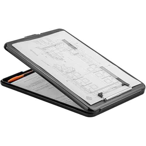ZCZN Plastic A4 Form Storage Box Case, Clipboard Case, Bulk clipboard Set Suitable for School,Utility,Industrial Office, Medical Personnel,Black,6 Pack