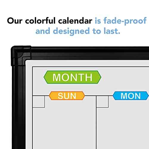 JILoffice Magnetic Calendar Whiteboard & Bulletin Corkboard Combination, Combo Board 24 x 18 Inch, 2 Pack, Black Aluminum Frame Wall Mounted Board for Office Home and School with 10 Push Pins