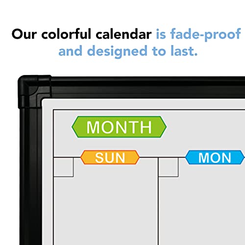 JILoffice Magnetic Calendar Whiteboard & Corkboard Combo 23.8x18 Inches 2 Pack Black Frame