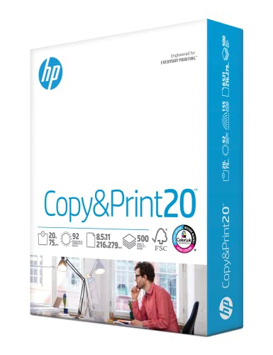 HP Copy & Print 8.5x11 Printer Paper - 20 lb, 92 Bright, 1 Ream (500 Sheets) - FSC Certified
