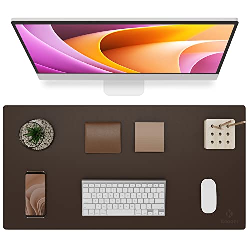 Dark Brown Large Leather Desk Protector Mat 31.5x15.7 Inches for Office & Home