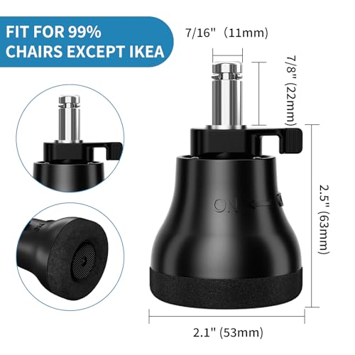 Bell Glides Replacement Office Chair Swivel Caster Wheels to Fixed Stationary Castors, Felt Pads with Anti-Slip Rubber Suit for Tile, Carpets and Hardwood Floors, Chair Feet Wheel Stopper 10pcs
