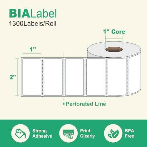 12 Rolls 2" X 1" Thermal Labels, 1300/Roll - Direct Thermal Labels Compatible with Zebra & Rollo Printers