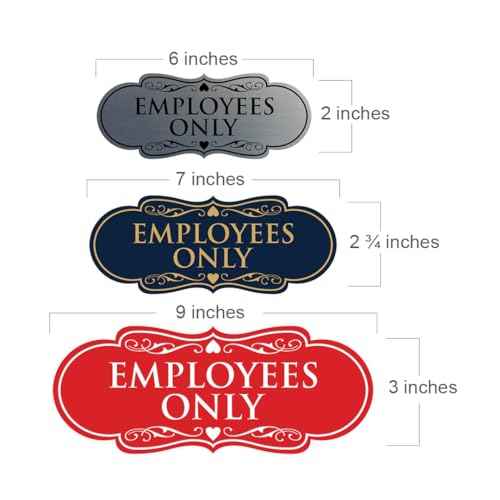 Designer EMPLOYEES ONLY Sign | Easy Installation | Office or Business Signs | Workplace Safety - Black - Medium (5 Pack)
