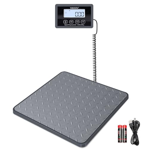 THINKSCALE Digital Shipping Postal Scale, 440 lb/1oz High Accuracy Postage Scale, Hold/Tare Function, Lightweight Scale for Packages/Luggage/Warehouse/Home, Commercial Weight Scale, Battery&AC Adapter
