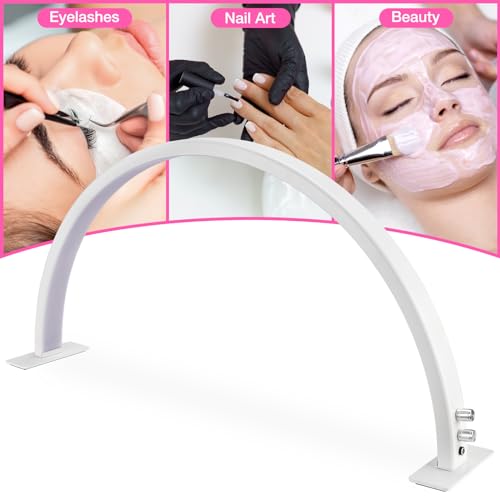 Noverlife 29in Half Moon Light for Nail Desk, 35W 2520 Lumen Manicure Nail Tech Lamp 3 Color Led Lash Light Tattoo Light, 3000k-6000k Stepless Dimming Brightness for Eyelash Beauty Spa Salon