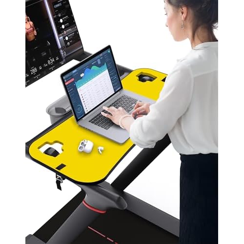 Treadmill Desk Attachment, Tread Tray Ergonomic Platform, Laptop Holder with Tablet Holder,New Universal Cooling Holes Laptop Stand for Home/Office(Yellow)