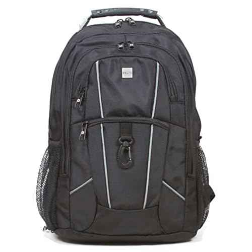 Dejuno Commuter Backpack Checkpoint-friendly 15.6" Laptop Pocket - Black Laptop Backpack, Black