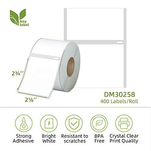 Compatible 2-1/8" x 2-3/4" Direct Thermal Labels Replacement for DYMO 30258 Barcodes Address Postage, Compatible with Rollo, DYMO 4XL & Zebra Desktop Printers (16 Rolls, 400 Labels/Roll)