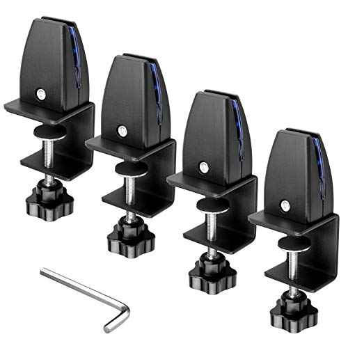 4 Pcs Desk Partition Clips, Acrylic Plastic Shield Holder, Removable Cubicle Panel Extenders Bracket with Adjustable C Clamp