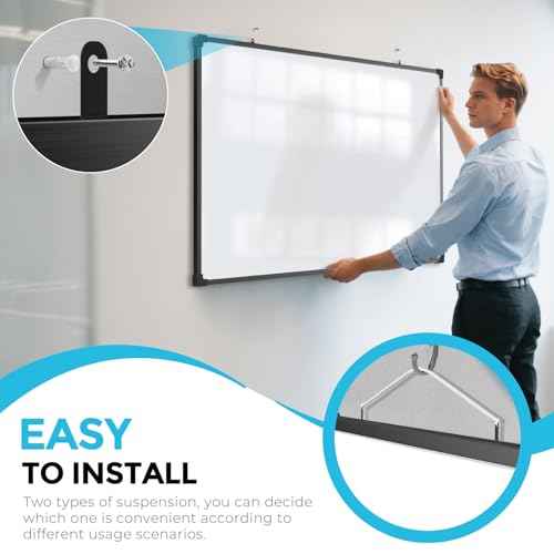 MaxGear 36x24 Inch Double-Sided Whiteboard, Large Dry Erase Board with Black Morden Aluminum Frame, Magnetic Surface, Professional Wall-Mountable White Board for Home, Office, School