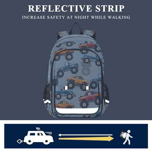 senya School Backpack Kids College Rucksack Travel Bookbag Fashion Back Pack Girls Boys Monster Truck Cars