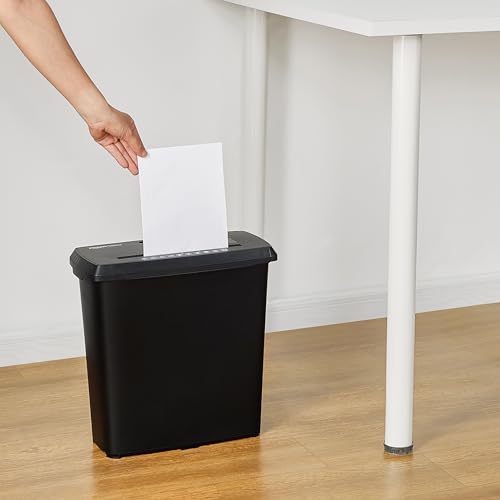 Amazon Basics 8-Sheet Strip Cut Paper & CD Credit Card Shredder with Basket - With Bin