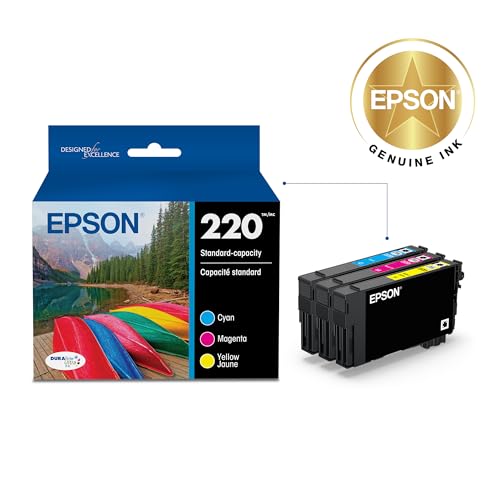 EPSON 220 DURABrite Ultra Ink Standard Capacity Color Combo Pack (T220520-S) Works with WorkForce WF-2630, WF-2650, WF-2660, WF-2750, WF-2760, Expression XP-320, XP-420, XP-424
