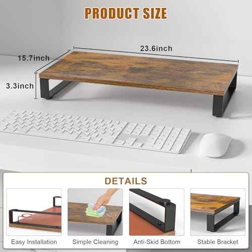 Ywin Monitor Stand Riser, Computer Monitor Stand for Desk Laptop Riser Underneath Storage for Office, Home and School, Large Size 23.6''L x 15.7''W