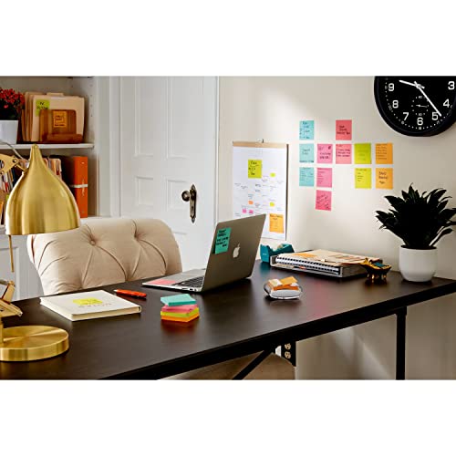 Post-it Super Sticky Notes, 24 Sticky Note Pads, 3 x 3 in., School Supplies, Office Products, Sticky Notes for Vertical Surfaces, Monitors, Walls and Windows, Supernova Neons Collection
