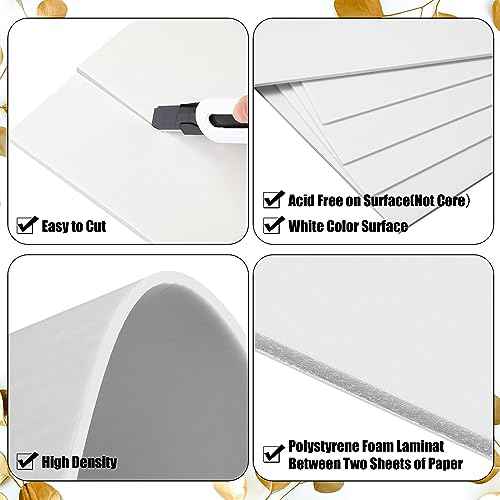 Frienda 100 Pack Foam Boards 1/8 Inch Thickness Foam Poster Boards Core Backing Board for Projects Presentation Board for School Crafts Office Art Projects(8x10x0.125 Inches,White)
