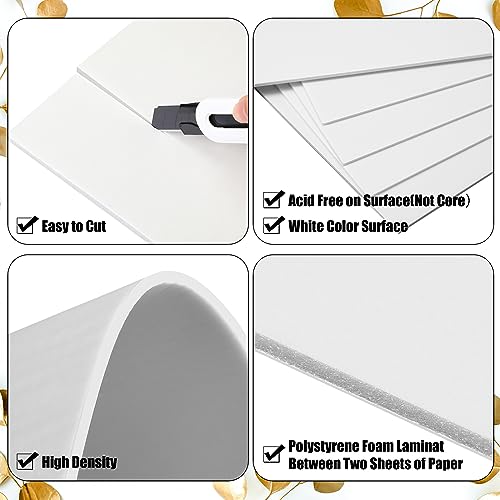 Frienda 50 Pack Foam Boards 1/8 Inch Thickness Foam Poster Boards for Presentation Board for School Crafts Office Art Projects(White,11 x 14 Inch)
