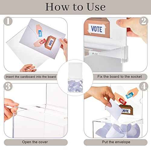Bucherry 3 Pcs Acrylic Donation Box with Slot, 6 x 5 x 5 Inches Clear Ballot Suggestion Raffle Ticket Box with Sign for Fundraising, Raffle, Collecting, Donating, Voting