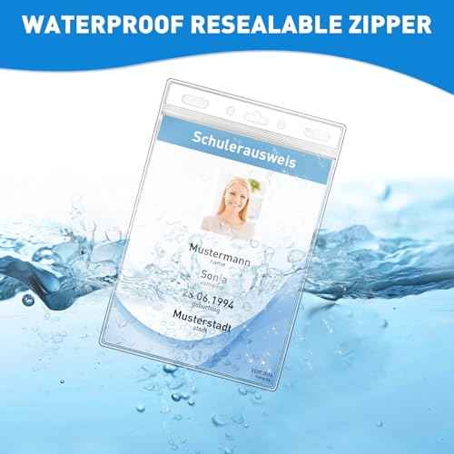 Vertical ID Badge Holders with Soft Edge (Sealable Fits 4x6 Inch Insert) (200 Pack), Waterproof Passport ID Card Holder, Name Tag Holder, Name Badge Holders, Zipper Plastic Badge Holder