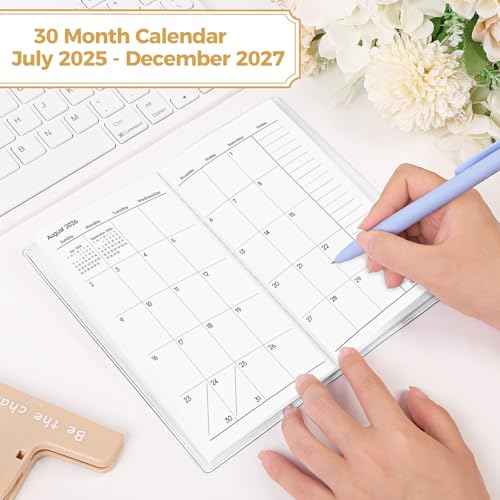 SKYDUE Pocket Calendar 2025-2027, Pocket Planner 2025-2026, Monthly Planner Jul 2025- Dec 2027 for Purse, 6.7" X 3.7" 30-Month Small Planner, Academic Year Calendar, Compact Design with Plastic Sleeve