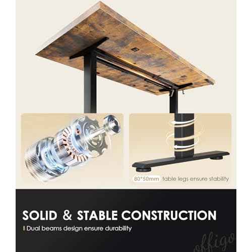 OffiGo Electric Standing Desk with 3-Piece Board, 71 Inch Height Adjustable Large Desk with Power Outlets, Sit Stand Table, Writing Computer Desk for Home, Office, Workstation, Rustic Brown