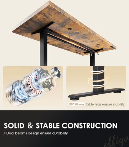 OffiGo 71-Inch Rustic Brown Electric Standing Desk with Memory Presets