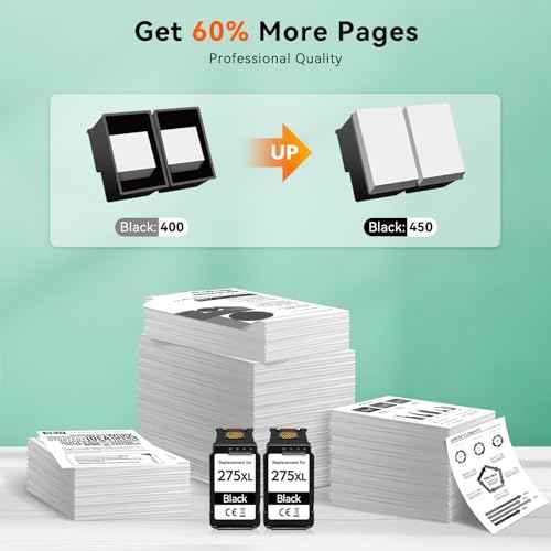 InkID Printer Ink PG-275XL Compatible for Canon PG-275 Black Ink Cartridge 275 XL Work for Canon Pixma TR4720 TS3720 TS3522 TS3520 TS3722 TS3500 TR4722 TR4723 TR4700 Printer (2 Pack)
