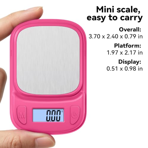 Fuzion Magenta Digital Pocket Scale 500g x 0.01g Food Jewelry Coin Weighing