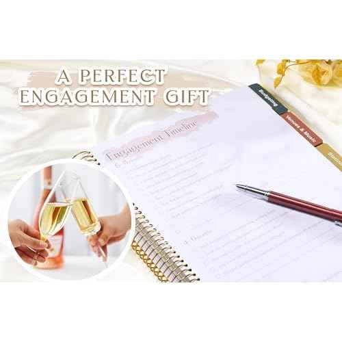 Wedding Planner Book and Organizer-176 Pages Bridal Wedding Planning Book with Sticker Checklists and Calendars for Bride To Be, Unique Engagement Gifts for Newly Engaged Couples