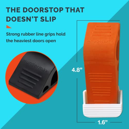 Wundermax 3 Pack Rubber Door Stoppers for Bottom of Door – Gray, Works on Carpet, Wood, Tile & Concrete