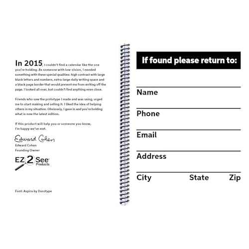 2026 EZ2See¢ç Weekly Planner Calendar - Daily Plan Organizer with Large Black Print, Numbers, Borders - High Contrast Appointment Book with Huge Space for Notes, Bold Lines