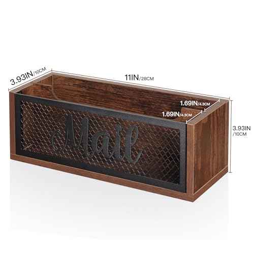Mail Organizer,Mail Holder with 2 Slots, Wood Mail Basket Mail Sorter for Wall Table Countertop, Bill Envelope Letter Holder for Home Office