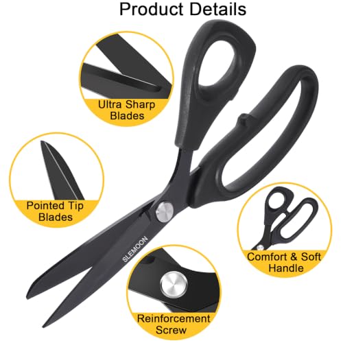 10-Inch Heavy Duty All-Purpose Scissors Black - Ergonomic Office & Craft Cutting Tool