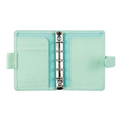 Filofax Saffiano Organizer, Mini Size, Neo Mint - Cross-Grain, Leather-Look, Five Rings, Week-to-View Calendar Diary, Multilingual, 2025 (C028804-25)