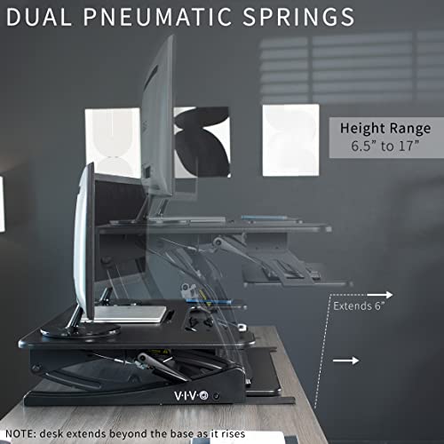 VIVO Black 36-Inch Standing Desk Converter with Adjustable Height, Model DESK-V000V