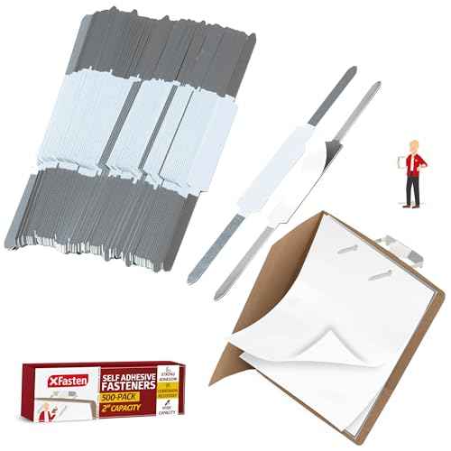 XFasten Self Adhesive Fasteners 2 Inch Capacity 500-Pack Archival-Grade Two Prong Paper Fasteners 2 Inch for Metal File Fastening, Folders, Medical Reports, Thick Paper Stacks, and Folder Accessories