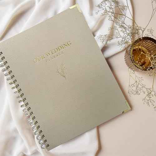 Wedding Planner Book and Organizer for Bride - Elegant Linen Cover Wedding Planning Binder with Checklists,Pockets & Calendars,Perfect Engagement Gifts for Couples(Apricot)