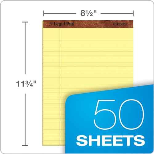 Tops The Legal Pads 8.5 X 11 - Pack of 24 Yellow Wide Ruled Notepads - 50 Sheets Per Pad - Made in the USA