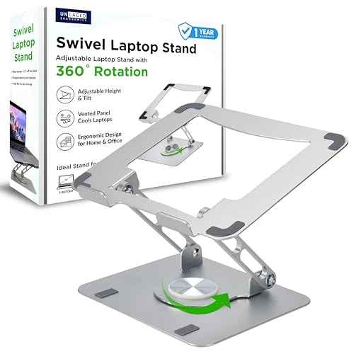 Uncaged Ergonomics Swivel Laptop Stand for Desk, Adjustable Computer iPad Stand for Desk w/ 360 Rotation, Portable Laptop Holder for Home Office Ergonomic Supplies