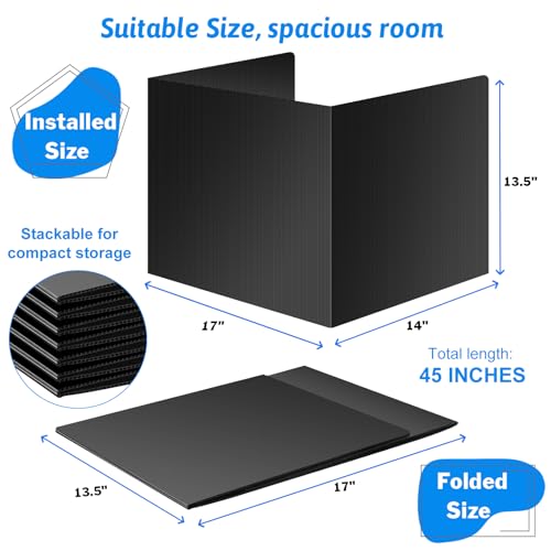 Black 24-Pack Desk Dividers for Students, Waterproof Durable Plastic Study Carrel Dividers, Easy to Clean, Privacy Classroom Shield Folder Boards for Student Desk