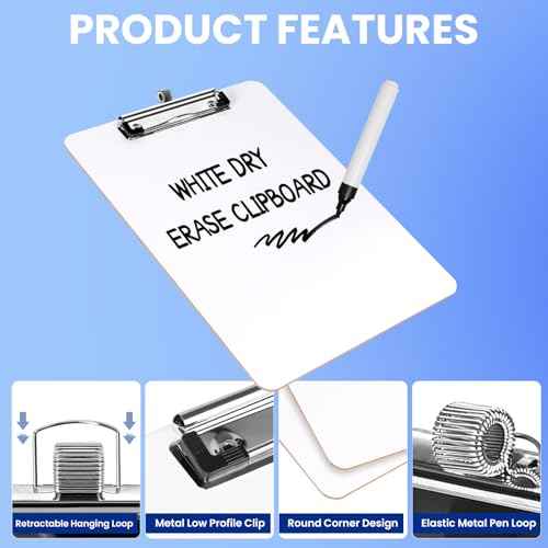 Dry Erase Clipboard with Pen Holder, 8.5 x 11 Double-Sided White Boards for Classroom, Teacher, Students, Kid. Size 9 x 12.5 in, School & Home Supply(Pack of 25)