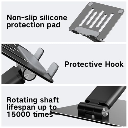 Adjustable Laptop Stand for Desk, Foldable Metal Riser, Ergonomic Support
